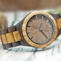 Custom your logo 45MM large dial wood japan quartz movement watch for men